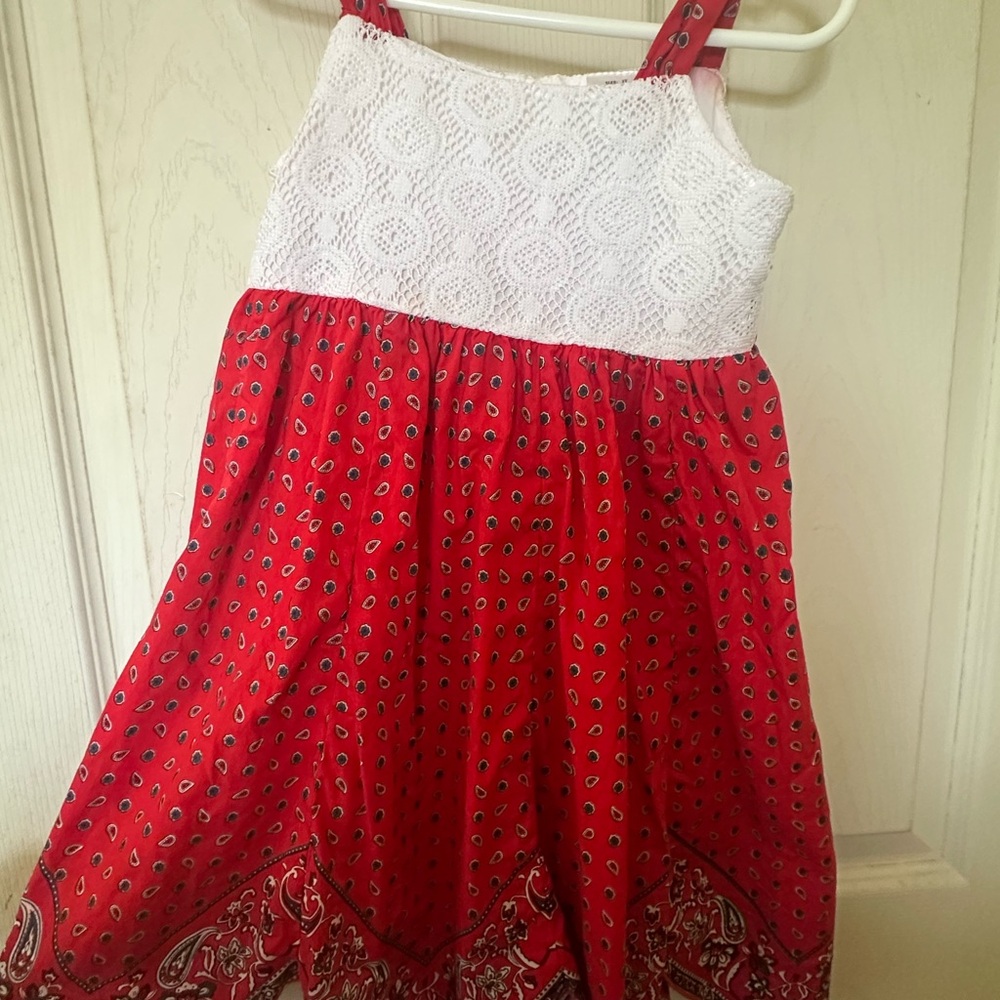 Red and White Sleeveless Dress EUC Worn Once